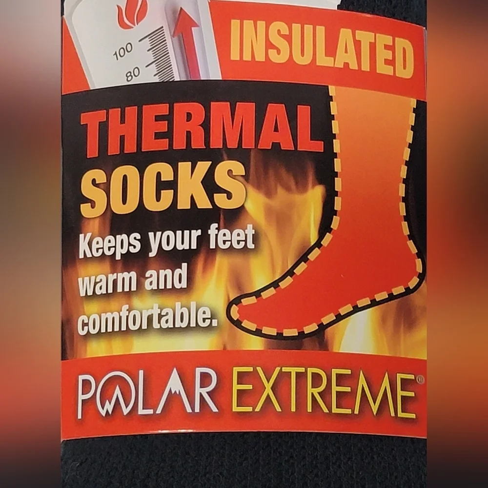 Polar Extreme Black Thermal Socks Mens Shoe Size 6-12